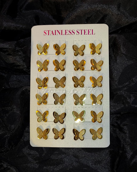 18K Gold Stainless Steel Butterfly Studs