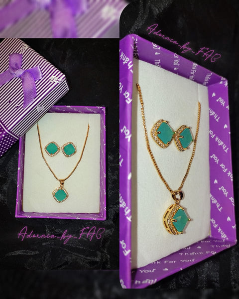 18K Stainless Steel Green Necklace