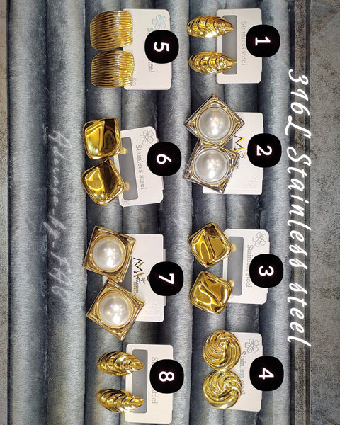 18K Gold Stainless Steel Studs