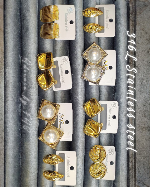 18K Gold Stainless Steel Studs